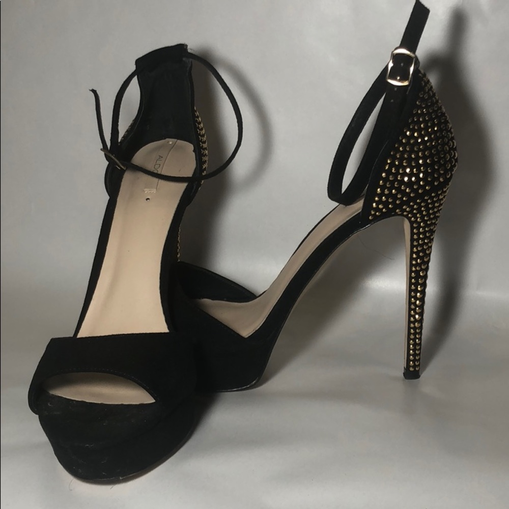 Black Heels with Gold Accents